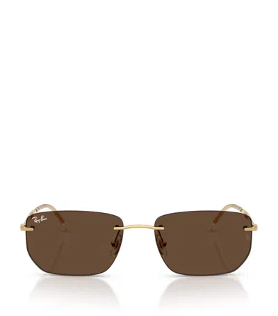 Ray Ban Rb3768 Metal Irregular Sunglasses In Gold