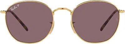 Pre-owned Ray Ban Ray-ban Rb3772 Rob Round Sunglasses, Gold Dark Violet Polarized, 54 Mm In Purple