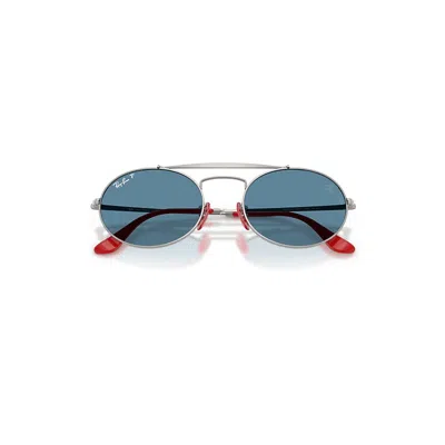 Ray Ban Rb3775m Scuderia Ferrari Collection Chromance Sunglasses Gunmetal Frame Blue Lenses Polarized 54-20 In Gray