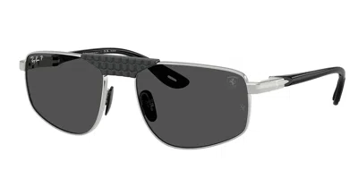 Ray Ban Rb3776m Polarized F122k8 Occhiali Da Sole Argentati Per Uomo In Black