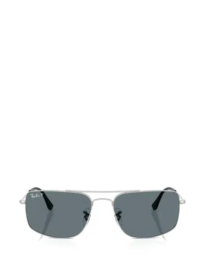 Ray Ban Womens Silver Rb3779 Explorer Iii Square-frame Metal Sunglasses In Blue