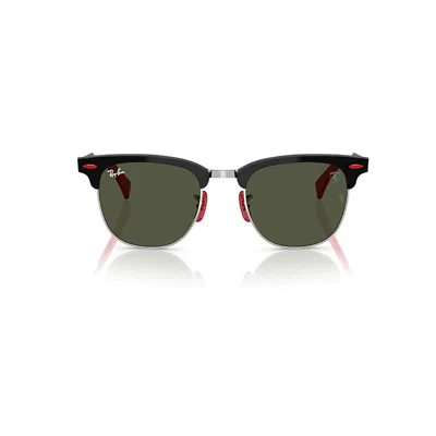 Ray Ban Rb3807m Scuderia Ferrari Collection Sunglasses Brushed Black Frame Green Lenses 51-21