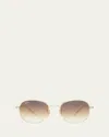 Ray Ban Gradient Metal Round Sunglasses In Gold Flash
