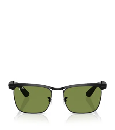 Ray Ban Sunglasses Unisex Wayfarer Deluxe - Matte Black Frame Green Lenses 56-18 In Matt Schwarz