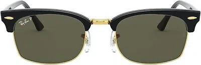 Pre-owned Ray Ban Ray-ban Rb3916 Clubmaster Square Sunglasses, Black G-15 Green Polarized, 52 Mm