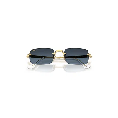 Ray Ban Rb3928 By A$ap Rocky Sunglasses Arista Gold Frame Blue Lenses 54-20