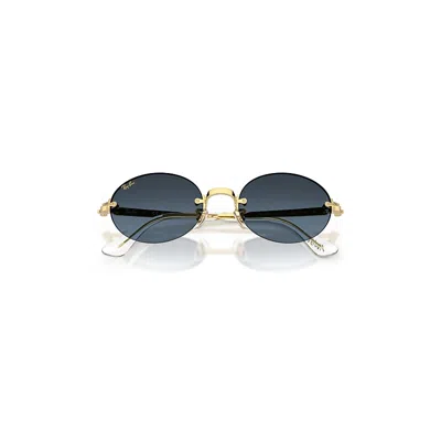 Ray Ban Rb3929 By A$ap Rocky Sunglasses Arista Gold Frame Blue Lenses 54-20