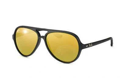 Pre-owned Ray Ban Ray-ban Rb4125 601s/93 Black Aviator Gold Mirror 59-13-140mm Unisex Sunglasses