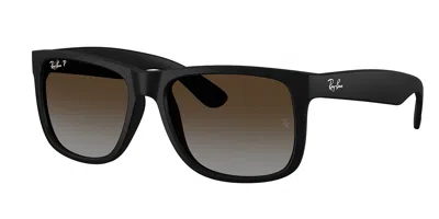 Ray Ban Rb4165 Justin Polarized 622/t5 Men's Sunglasses Black Size 51 In Rubber Black