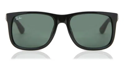 Ray Ban Rb4165f Justin Asian Fit 601/71 Men's Sunglasses Black Size 55 In Green