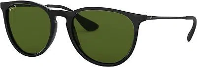 Pre-owned Ray Ban Ray-ban Rb4171 Erika Round Sunglasses, Black Polarized Green, 54 Mm