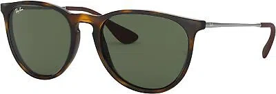 Pre-owned Ray Ban Ray-ban Rb4171 Erika Round Sunglasses, Light Havana Dark Green, 54 Mm
