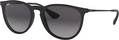 Pre-owned Ray Ban Ray-ban Rb4171 Erika Round Sunglasses, Rubber Blk Lt Gry Gradient, 54mm. In Gray