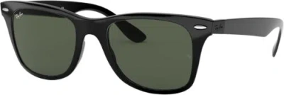 Pre-owned Ray Ban Ray-ban Rb4195 Wayfarer Liteforce Square Sunglasses Black/dark Green