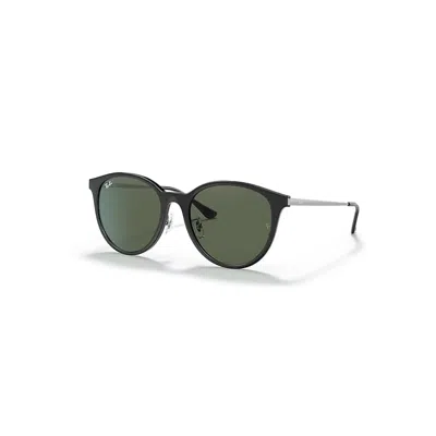 Ray Ban Rb4334d Sunglasses Grey Frame Green Lenses 55-19 In Grau