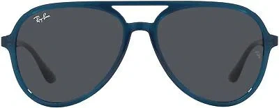 Pre-owned Ray Ban Ray-ban Rb4376f Aviator Sunglasses, Opal Dk Blue, 57mm In Gray