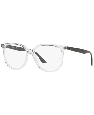 Ray Ban Rb4378v Optics Women's Square Low Bridge Fit Eyeglasses In Transparent Gray