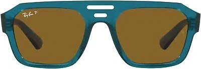 Pre-owned Ray Ban Ray-ban Rb4397 Corrigan Square Sunglasses, Blue Brown, Polarized, 54mm