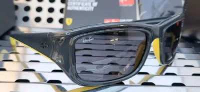 Pre-owned Ray Ban Rb4405m Ferrari Sunglasses Dark Gray-yellow/ Gray Gradient