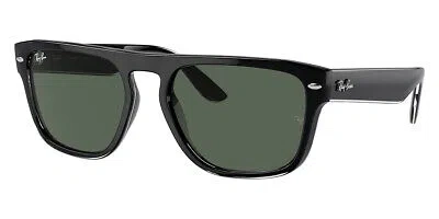 Pre-owned Ray Ban Ray-ban Rb4407 Sunglasses Black Transparent / Dark Green 57mm 100% Authentic