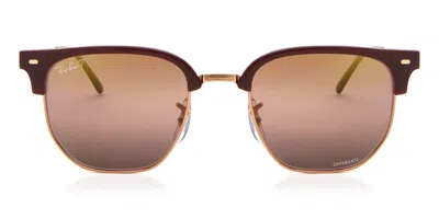 Ray Ban New Clubmaster Sonnenbrillen Rose Gold Fassung Rot Glas Polarisiert 51-20