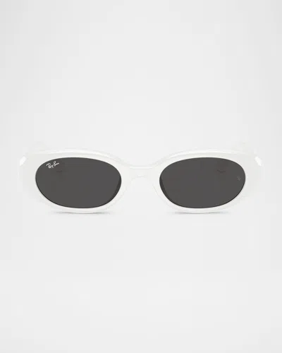 Ray Ban Sunglasses Unisex Rb4457d Bio-based - White Frame Grey Lenses 55-19 In Weiss