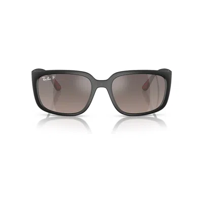 Ray Ban Rb4443m Scuderia Ferrari Collection Chromance Sunglasses Matte Black Frame Grey Lenses Polarized 57- In Grey Mirror Polar