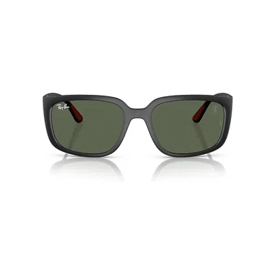 Ray Ban Rb4443m Scuderia Ferrari Collection Sunglasses Matte Black Frame Green Lenses 57-19