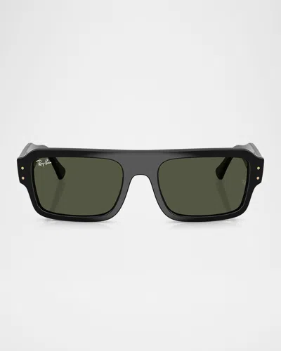 Ray Ban Rb4454 Acetate Rectangular Sunglasses In Black