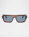 Ray Ban Rb4454 Havana Rectangular Sunglasses In Striped Havana