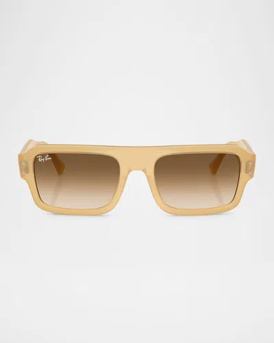 Ray Ban Rb4454 Rectangular Sunglasses In Gold