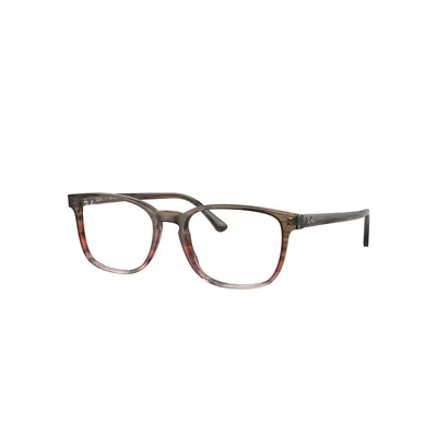 Ray Ban Rb5418 Optics  Braun Gestreift & Rot Fassung Klar Glas Polarisiert 56-19 In Striped Brown & Red