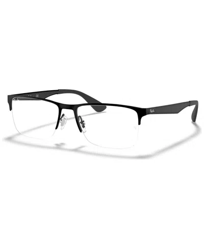 Ray Ban Rb6335 Unisex Rectangle Eyeglasses In Matte Black