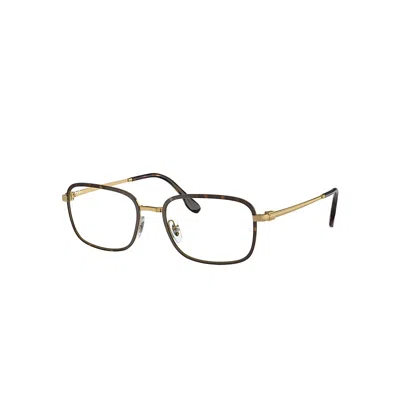 Ray Ban Eyeglasses Male Rb6495 Optics - Gold Frame Clear Lenses Polarized 54-19