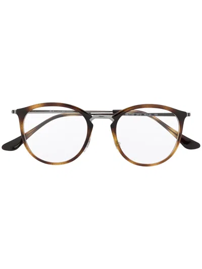 Ray Ban Rb7140 Round-frame Glasses In 棕色