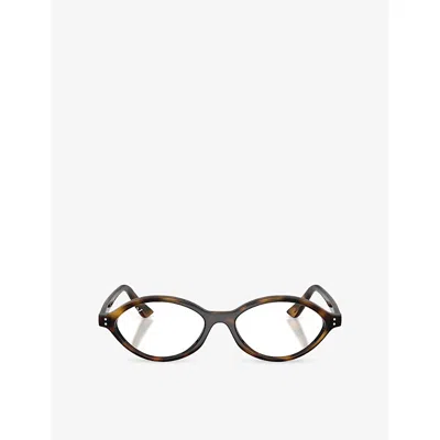 Ray Ban Womens Brown Rb7265 Oval-frame Tortoiseshell Acetate Optical Glasses