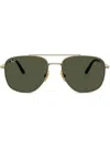 Ray Ban William Titanium Sunglasses Arista Gold Frame Green Lenses 59-17 In Gold