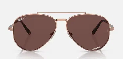 Pre-owned Ray Ban Ray-ban Rb8225 Aviator 2 Titanium Arista Gold Frames / Green Lenses Size 58 In Purple