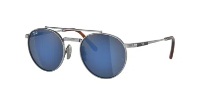 Ray Ban Rb8237 Round Ii Titanium 3139o4 Men's Sunglasses Silver Size 50 In Gray
