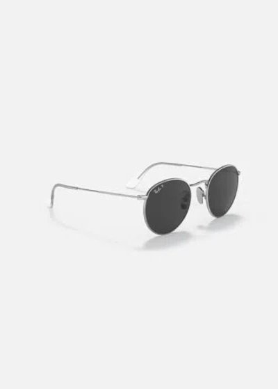 Pre-owned Ray Ban Ray-ban Rb8247 Titanium Polarized Round Classic Silver Sunglasses | Brand In Gray