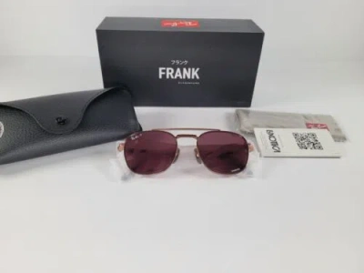 Pre-owned Ray Ban Ray-ban Rb8258 Frank Ii Titanium Sunglasses 51-20-140 Rose Gold Dark Violet Lens In Purple
