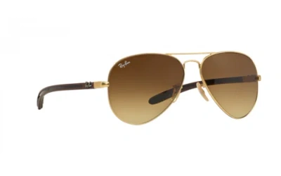 Pre-owned Ray Ban Ray-ban Rb8307 112/85 Gold Aviator Brown Gradient 58-14-140mm Unisex Sunglasses