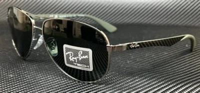 Pre-owned Ray Ban Rb8313 004 N5 Gunmetal Aviator Men's 61 Mm Polarized Sunglasses