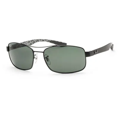 Pre-owned Ray Ban Ray-ban Rb8316 002 Black Rectangle Green 62-18-135mm Non-polarized Sunglasses