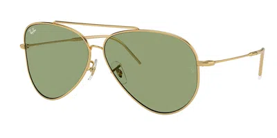 Ray Ban Aviator Reverse Sunglasses Gold Frame Green Lenses 62-11