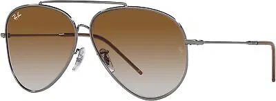 Pre-owned Ray Ban Ray-ban Rbr0101s Aviator Reverse Sunglasses, Gunmetal Clear, 62mm In Brown