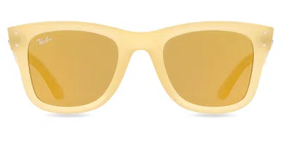 Ray Ban Rbr0502s Wayfarer Reverse 68215a Men's Sunglasses Yellow Size 50 In Metallic