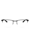 Ray Ban 56mm Rectangle Semi Rimless Optical Glasses In Black