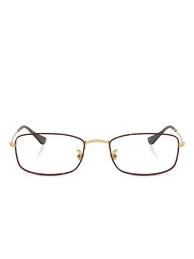 Ray Ban Rectangle-frame Glasses In Gold