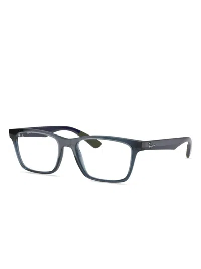 Ray Ban Eyeglasses Unisex Rb7025 Optics - Blue Frame Clear Lenses Polarized 57-17